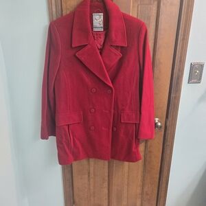 Women's Red Pea Coat